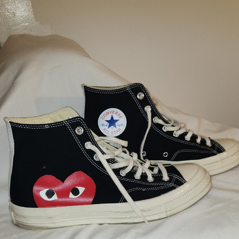 Converse & Comme Des Garcon Black and High-Tops with Red Heart